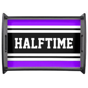 HALFTIME Bright Purple Black White Racing Stripes Serving Tray