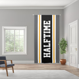 HALFTIME Gray Orange Black White Racing Stripes Blackout Curtains