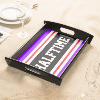HALFTIME Purple Black Red White Racing Stripes Serving Tray