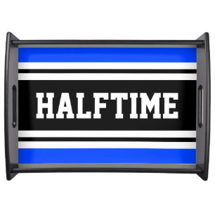 HALFTIME Royal Blue Black White Racing Stripes Serving Tray