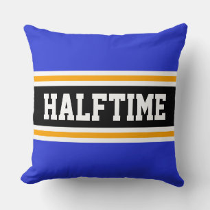 HALFTIME Sporty Blue Orange Black Racing Stripes Throw Pillow