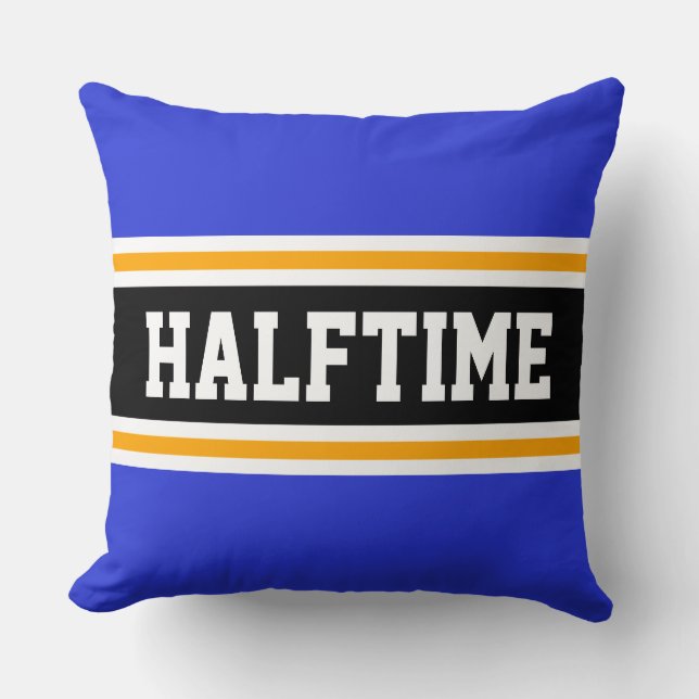 HALFTIME Sporty Blue Orange Black Racing Stripes Throw Pillow (Front)