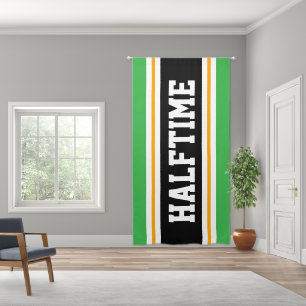 HALFTIME Vertical Green Orange Black White Stripes Blackout Curtains