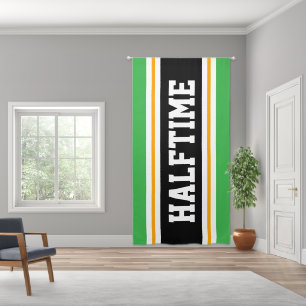 HALFTIME Vertical Green Yellow Black White Stripes Blackout Curtains