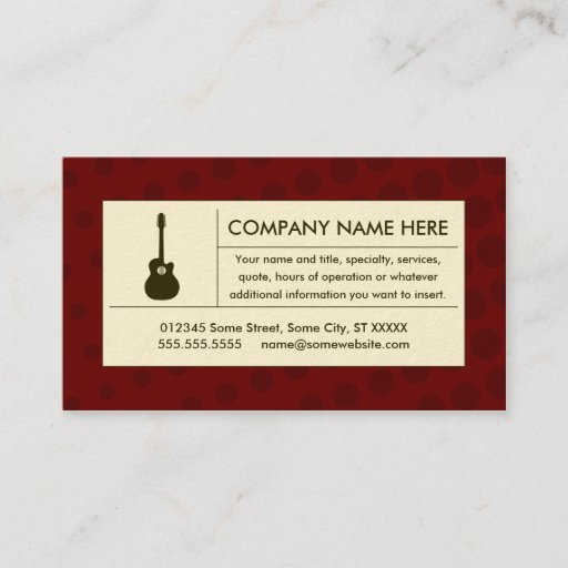 Customizable halftone acoustic guitar business card