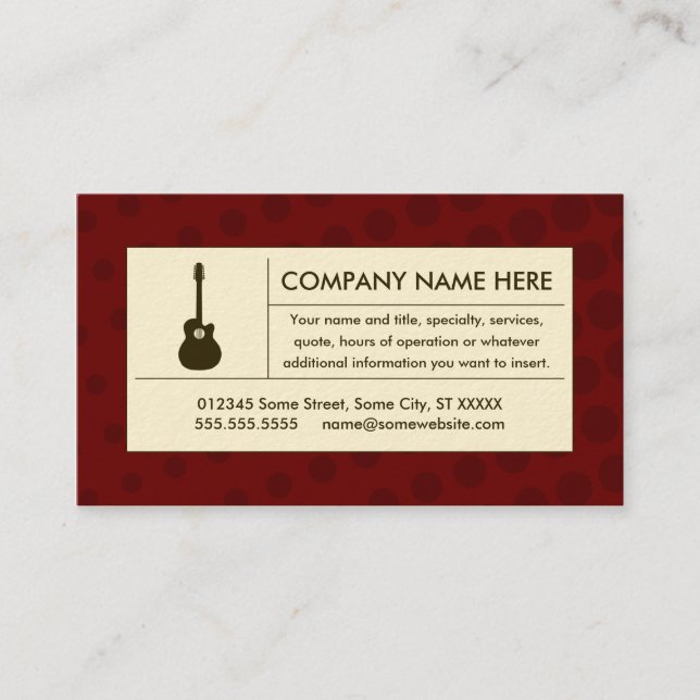 halftone acoustic guitar business card (Front)
