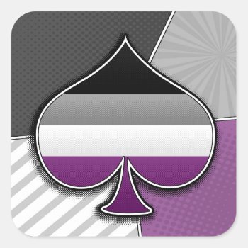 Halftone Asexual Pride Ace Symbol With Flag  Square Sticker by LiveLoudGraphics at Zazzle
