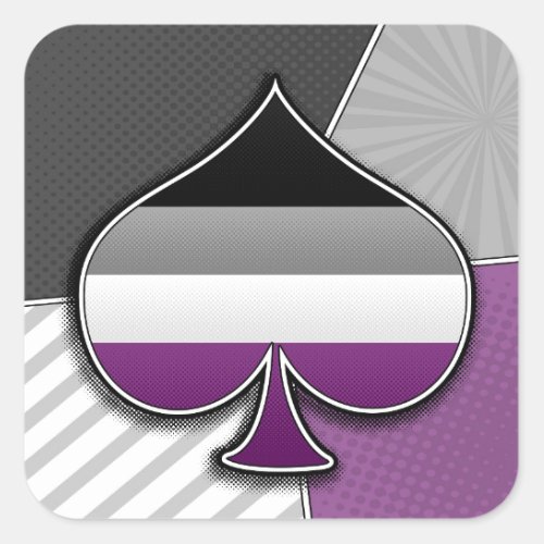 Halftone Asexual Pride Ace Symbol with Flag  Square Sticker