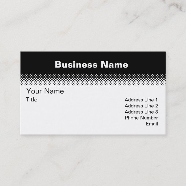 Halftone Business Card Template - Black and White (Front)