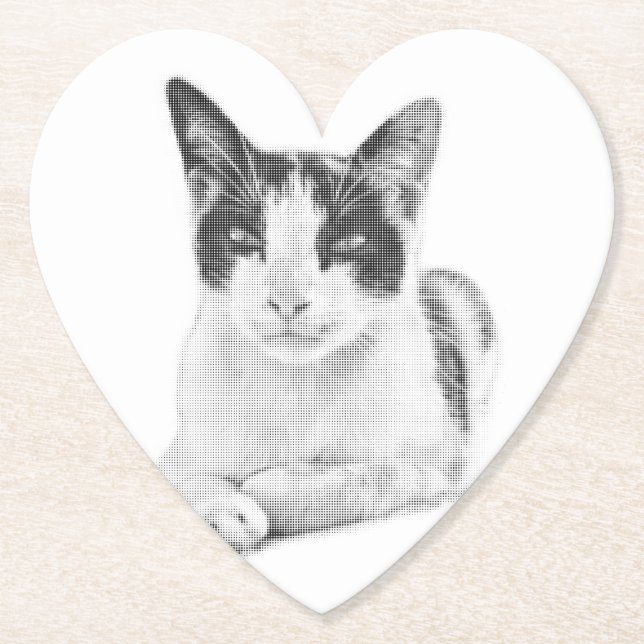Halftone Cat Paper Coaster (Front)