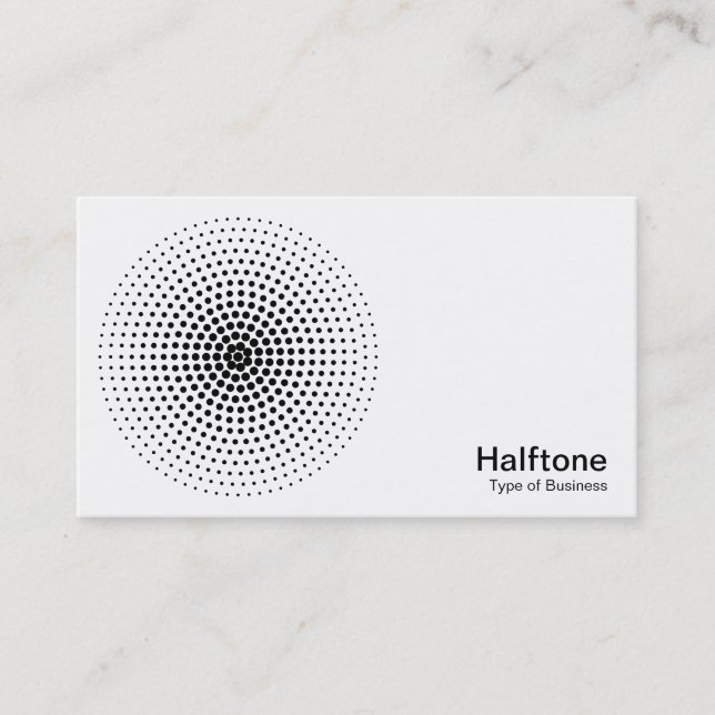 Halftone Circle 03 - Black and White Business Card (Front)