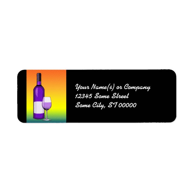 halftone comic wine glass and bottle label (Front)