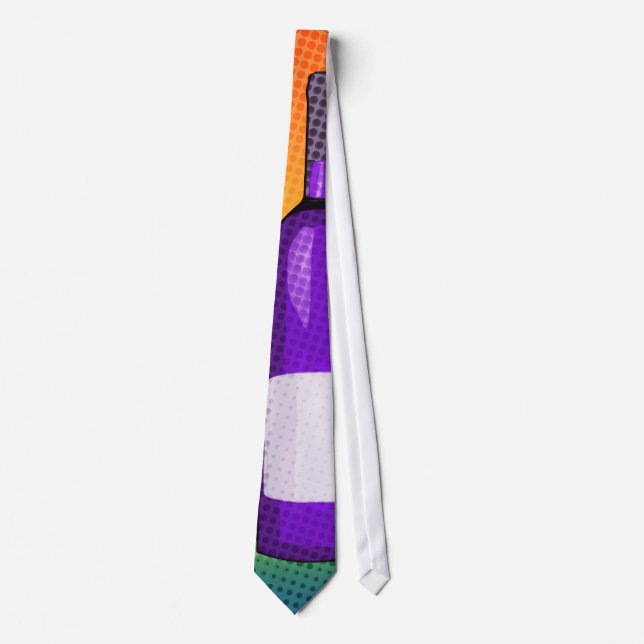halftone comic wine glass and bottle neck tie (Front)