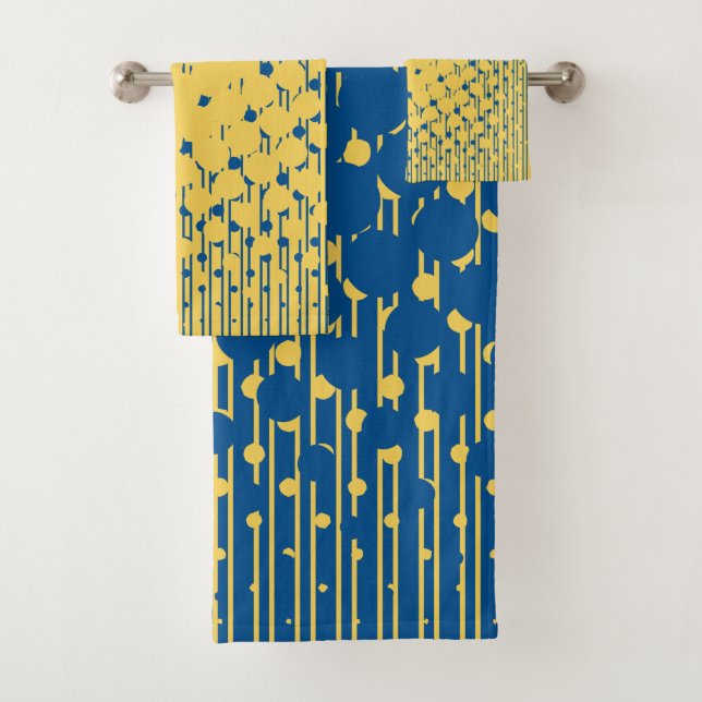 Halftone Density Pattern Blue and Yellow Bath Towel Set (Insitu)