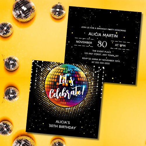 Halftone Disco Lets Celebrate Birthday Invitation