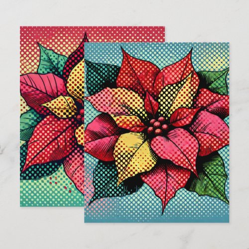 Halftone Dots Pop Art Poinsettia Scrapbook Paper