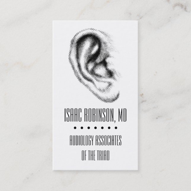 Halftone Ear Hearing Aid Business Card (Front)