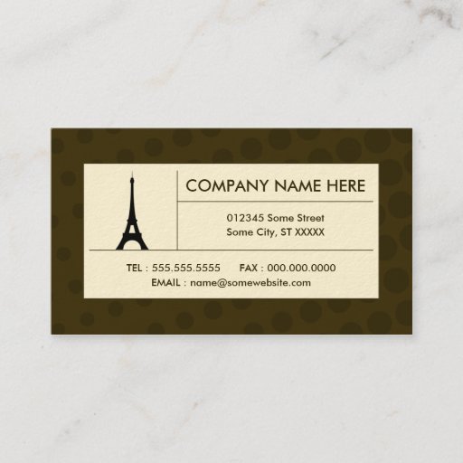 Customizable halftone eiffel tower business cards