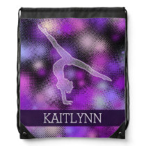 Halftone Gymnast in Purple with Monogram Drawstring Bag Halftone Gymnast in Purple with Monogram Drawstring Bag