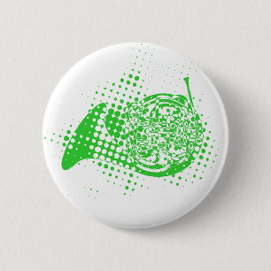 Halftone Horn Pinback Button