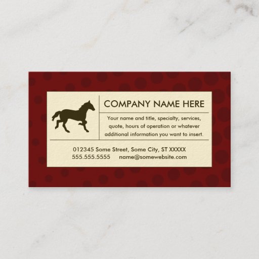 Customizable halftone horse business cards