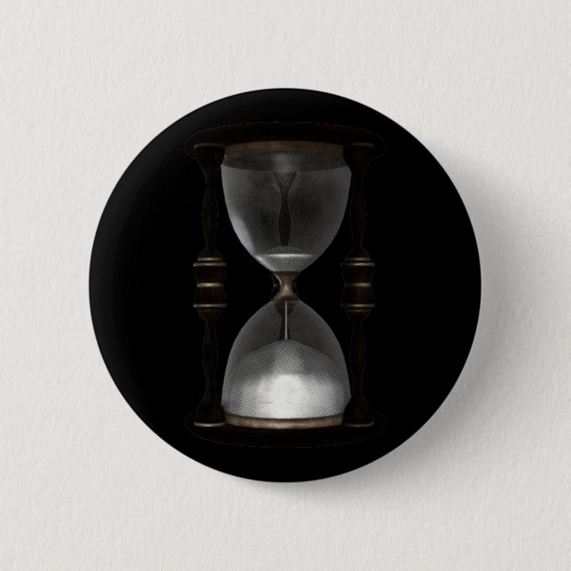 Halftone Hourglass Sand Timer Pinback Button (Front)