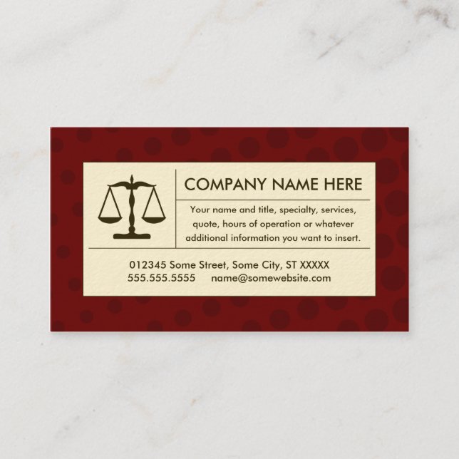 halftone justice scale business card (Front)