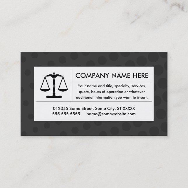 halftone justice scale business card (Front)