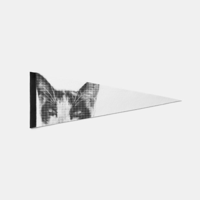 Halftone Kitty Portrait Pennant Flag (Front)
