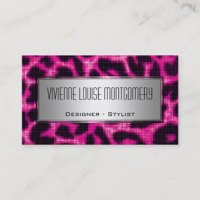 Halftone Leopard Print Professional Business Card (Front)