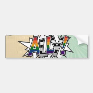 Halftone LGBT Ally Typography Bumper Sticker