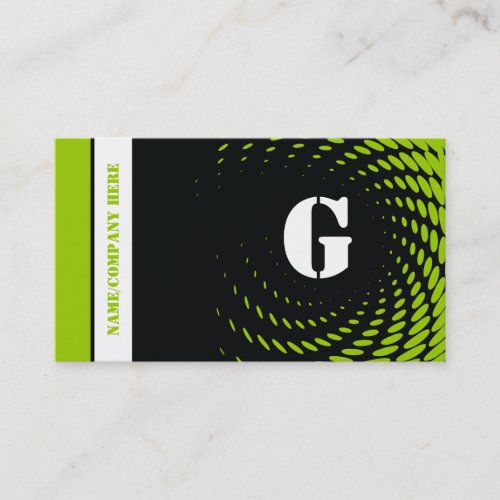 Halftone monogram black green business cards
