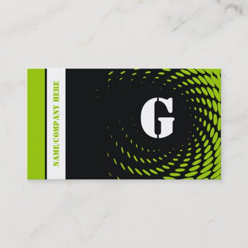 Customizable Halftone monogram black green business cards