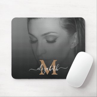 Halftone Overlay Monochrome Photo Monogram Name Mouse Pad
