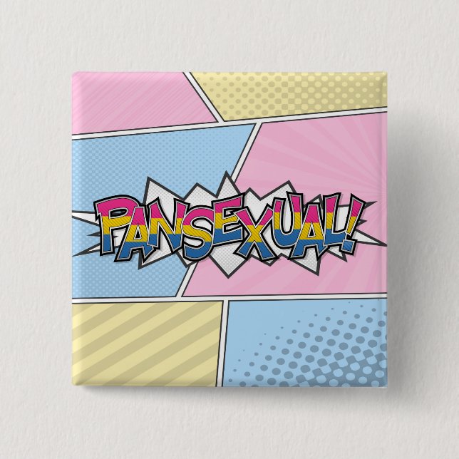 Halftone Pansexual Pride Typography with Flag  Button (Front)