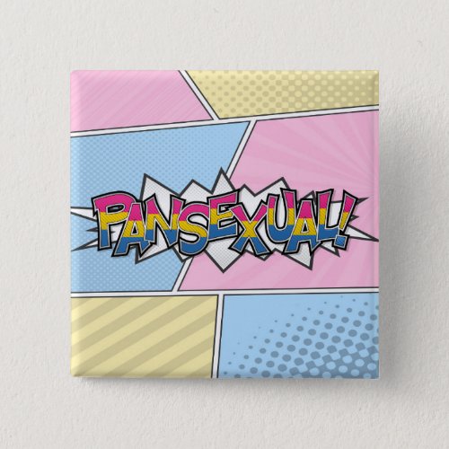 Halftone Pansexual Pride Typography with Flag  Button