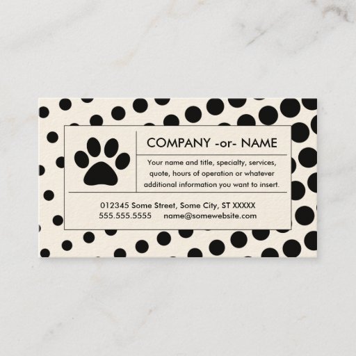 Customizable halftone pet paw business card templates