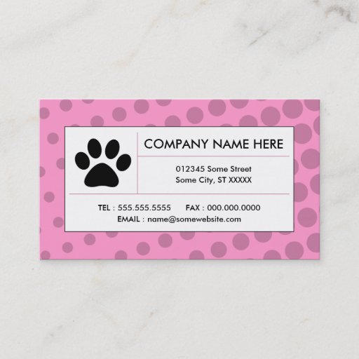 Customizable halftone pet paw business cards