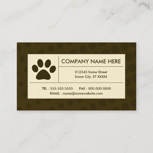 halftone pet paw business card