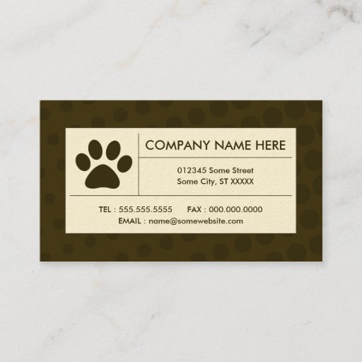 Customizable halftone pet paw business card template