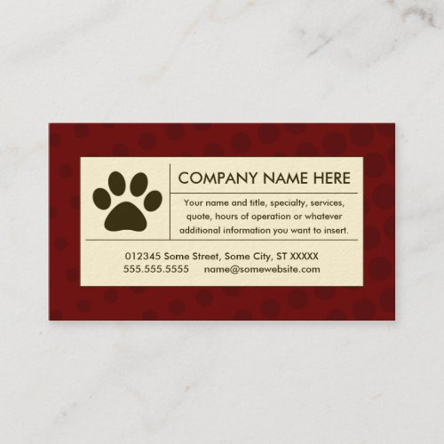 halftone pet paw business card template