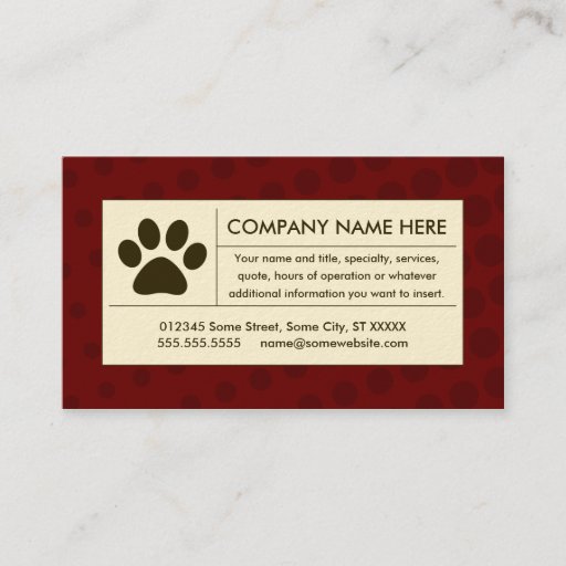 Customizable halftone pet paw business card template