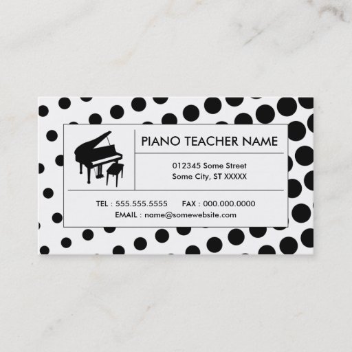 Customizable halftone piano business card template