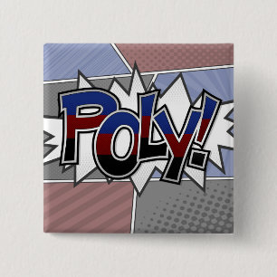Halftone Poly Typography Pinback Button