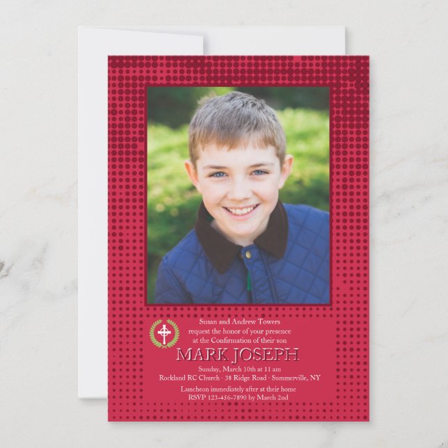 Halftone Red Photo Invitation (Front)