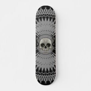 Halftone Skull & Radial Graphics: Skateboard Deck