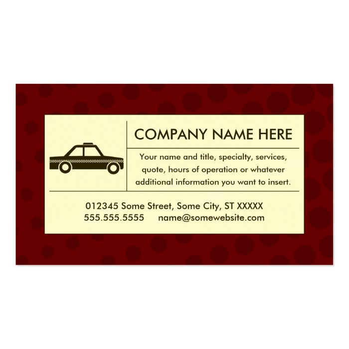 halftone taxi cab business card