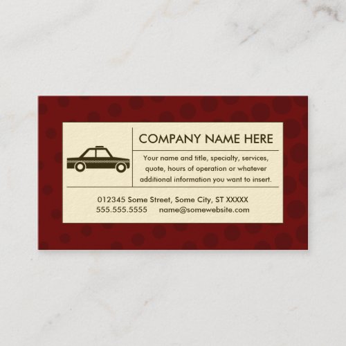halftone taxi cab business card