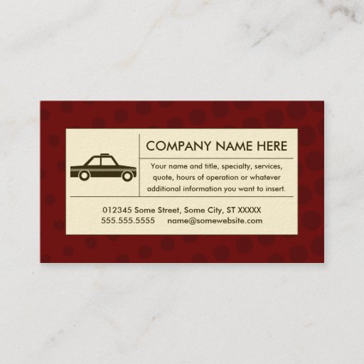 Customizable halftone taxi cab business card
