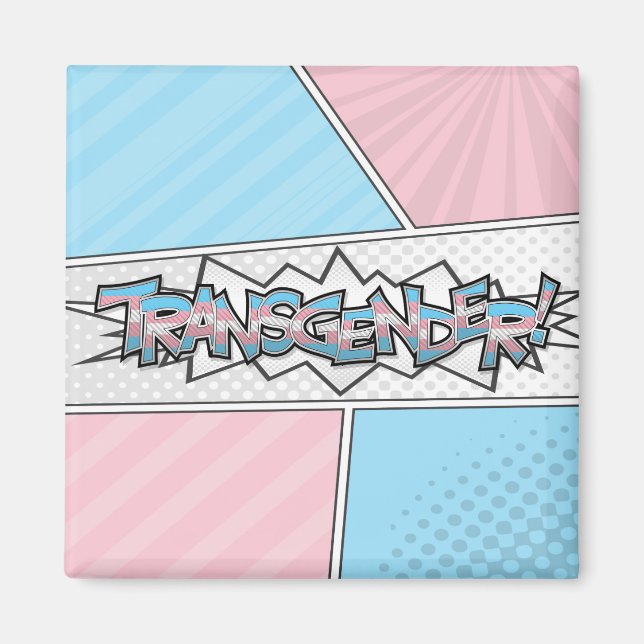 Halftone Transgender Pride Typography with Flag Magnet (Front)